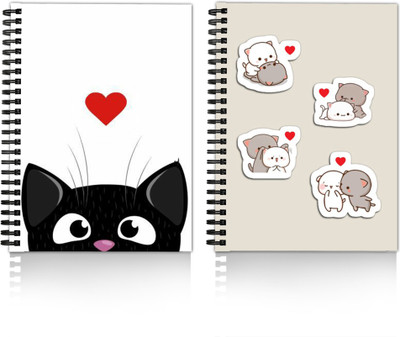DI-KRAFT Diary Combo Pack | Printed Diary combo Pack | BTS New Collection A5 Diary Unruled 120 Pages(White and Light Grey, Pack of 2)