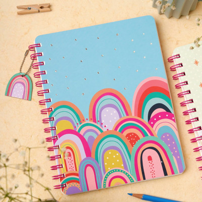 Doodle Wiro Notebook With Bookmark Dangler and Two Sticker Sheets B5 Diary Ruled 160 Pages(Joyful Arcs)