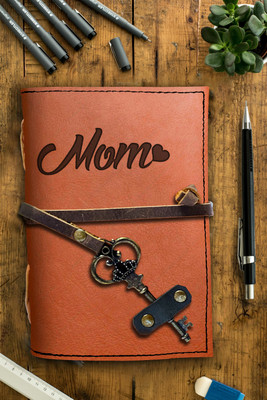 DI-KRAFT Handmade Classic Design Leather-Printed Leather A6 Diary Unruled 200 Pages(Brown 1)
