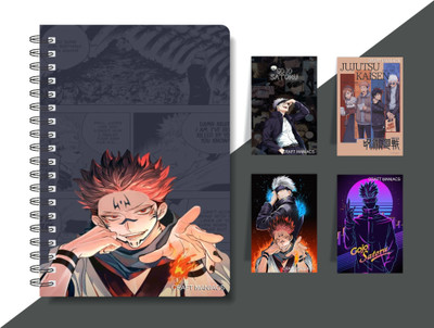 craft maniacs ANIME DIARY & 4 MAGNETIC BOOKMARKS A5 Diary RULED 160 Pages(Multicolor)