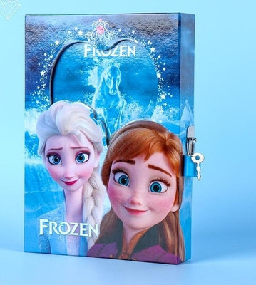 Furnish Marts Frozen Big Size Diary with Lock Case for Kids Gifts Options for Birthday A5 Diary Yes 100 Pages(Blue)