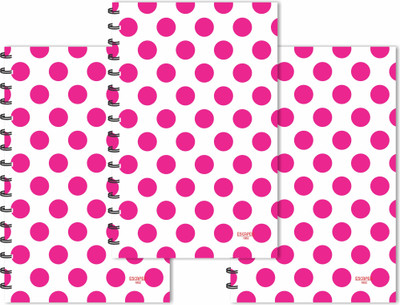 ESCAPER Pink Polka Dots Big Pattern (Ruled - A5 Size - SUPER SAVER Pack of 3 Diaries) Designer Diaries A5 Diary Ruled 160 Pages(Multicolor, Pack of 3)