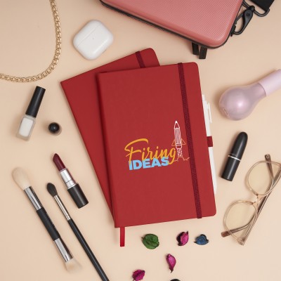 Doodle Pro Series Executive Red PU Leather Hardbound With Pen Loop A5 Notebook Ruled 192 Pages(Firing Ideas-R1)