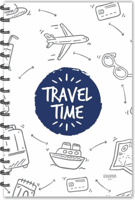 ESCAPER Travel Time (Ruled - A5 Size) Designer Notebook, Travel Notebook, Quotes Notebook, Slogan Notebook A5 Notebook Ruled 160 Pages(White,Blue)