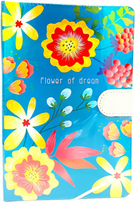 Gold Leaf A5 Flower Printed Diary Book With Magnet Flap Best Return Gift Set Of 1 Pcs A5 Diary Ruled 244 Pages(Sky Blue)