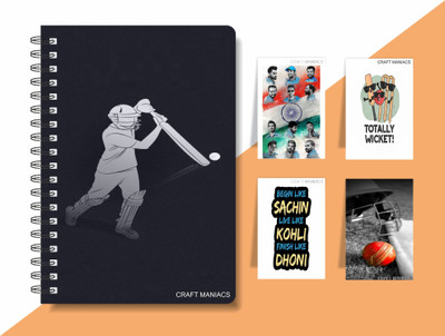 craft maniacs CRICKET 2024 NOTEBOOK COLLECTION A5 Diary RULED 160 Pages(Black)