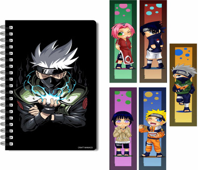 craft maniacs KAKASHI DIARY & FREEBIE BOOKMARKS A5 Notebook RULED 100 Pages(Multicolor)