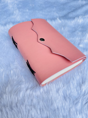 DI-KRAFT Leather journal with Button lock pattern pink A5 Journal Unruled 200 Pages(Pink)