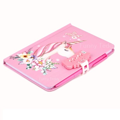 CHARVI INTERNATIONAL Unicorn design password lock diary A6 Diary Ruled 80 Pages(Pink or blue)