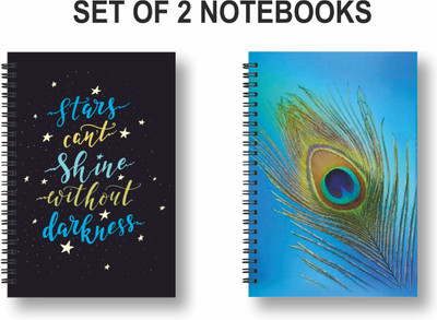 ROT RIX combo of 2 Notebooks A5 Diary Ruled 144 Pages(Black, Blue, Pack of 2)