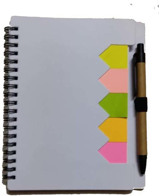 Greeshma Memo Note Pad in Diary Style with Sticky Notes A5 Notebook Single 70 Pages(White)