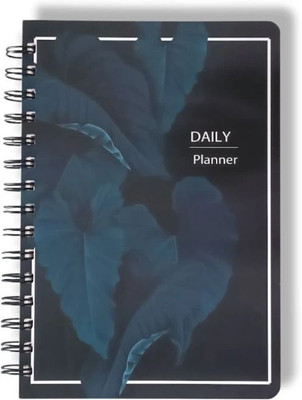 CRAFTOPIX Leaf Design Daily Planner/ Notebook Diary A5 Diary Unruled 176 Pages(Black)