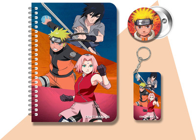 craft maniacs NARUTO DIARY & 2 FREEBIE A5 Notebook RULED 120 Pages(Multicolor, Pack of 3)
