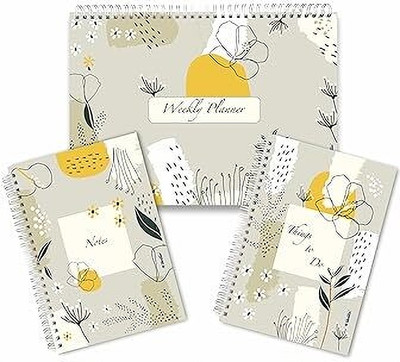 Vestta A4 Weekly Planner-60 Page-100 GSM|A5 Things To Do-96 Page-80 GSM|A5 Notes-80 GSM A5 Planner/Organizer Ruled 96 Pages(Grey, Pack of 3)