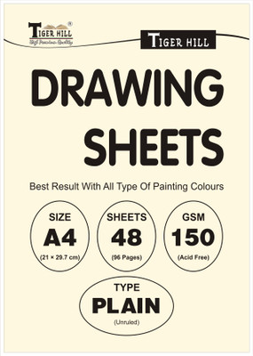 TigerHill DRAWING SHEETS (150 GSM) (48 SHEETS) (29.7 cm × 21 cm) A4 Journal Plain 96 Pages(Off White)