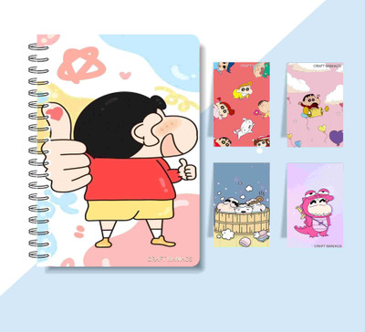 craft maniacs SHINCHAN DIARY & 4 MAGNETIC BOOKMARKS 2025 A5 Diary RULED 160 Pages(Multicolor)