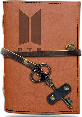 DI-KRAFT Handmade Classic Design Leather-BTS Printed Diary A6 Diary Unruled 200 Pages(Brown 18)