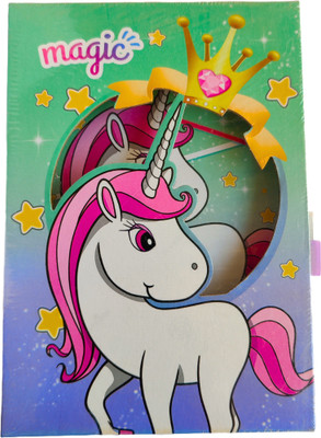 RELIA ONLINE Unicorn Lock Case Diary for Girls Pen Gift Set(Ink Color - Multicolor)