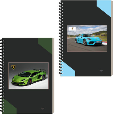 ESCAPER Car Spiral Notebook, Ideal Gift for Office, Travel, and Personal Use A5 Diary Ruled 160 Pages(Combo- B, Pack of 2)