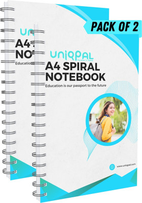 UNIQPAL Spiral-Bound Notebook, A4 Notebook Unruled 200 Pages(Multicolor, Pack of 2)