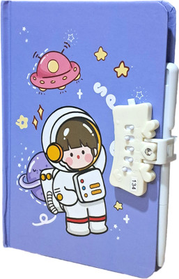 TECHNOCHITRA Space Astronaut Printed Secret Password Lock Diary with Pen A5 Note Book Rules 80 Pages(Multicolor)