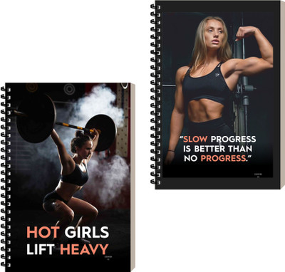 ESCAPER Fitness Diary, Gym Diary For Boys & Girls, Designer Notepad, Spiral Notebook A5 Diary Ruled 160 Pages(Combo- C, Pack of 2)