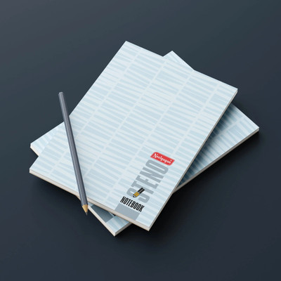 NEELGAGAN Steno Notebook Shorthand Writing Assorted Note Pad Ruled 200 Pages(White Pages. Blue Cover, Pack of 10)