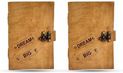 Rjkart DreamBig HandmadeDiary with Lock For Office/Gift/Stationary/Notes/Travel Journal A5 Diary unruled 200 Pages(Brown, Pack of 2)