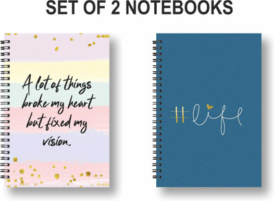 ROT RIX combo of 2 Notebooks A5 Diary Unruled 144 Pages(Green, Multicolor, Pack of 2)