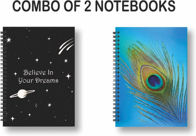 ROT RIX combo of 2 Notebooks A5 Diary ruled 144 Pages(Blue, Black, Pack of 2)