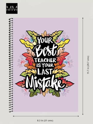 minnie mart Best Teacher Quote| Transparent Sheet|Ruled Notebook Spiral Binding A4 Notebook RULED 200 Pages(Multicolor, White, Pack of 3)