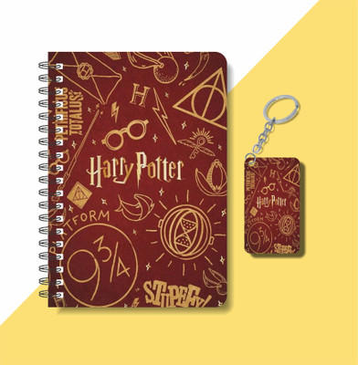 craft maniacs A5 DIARY + KEYCHAIN A5 Notebook RULED 160 Pages(RED MAGICAL ICONS DIARY + KEYCHAIN)