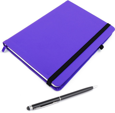 ASRAW A5 Sized Hardcover Diary with Stylus Pen A5 Diary Ruled 176 Pages(Purple)