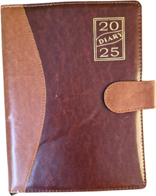 LIFECARD Leather New year Regular Diary 2025 A4 Diary Regular 365 Pages(Brown)