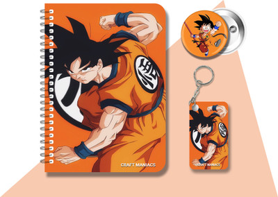 craft maniacs DRAGON BALL Z DIARY & 2 FREEBIE A5 Notebook RULED 120 Pages(Multicolor, Pack of 3)