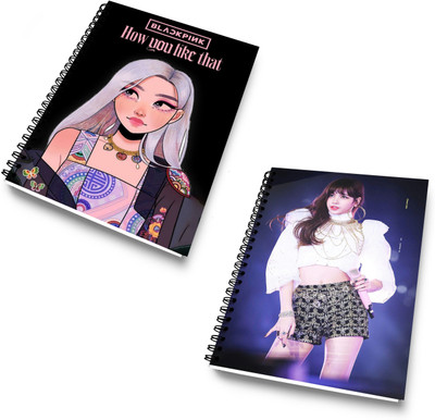 DI-KRAFT Diary Combo Pack | Printed Diary combo Pack | BTS New Collection A5 Diary Unruled 120 Pages(Black and Dark Blue, Pack of 2)