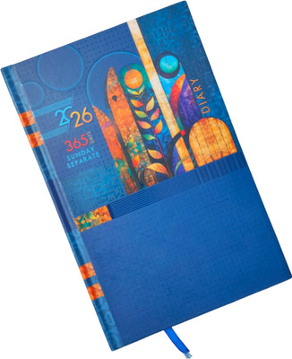 Excel Executive Style Month Cut Hard Bound Diary with Sunday full Pages Regular Diary 2026 Ruled (Cover Color may be Different) 365 Pages(Blue)