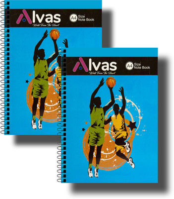 Alvass Alvas A4 Notebook Spiral | Ruled | 400 Pages(Blue, Pack of 2)