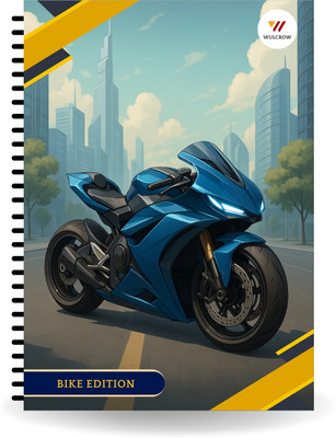Wulcrow Premium Notebook | BIKE EDITION C | A5 Notebook UNRULED 140 Pages(Black)