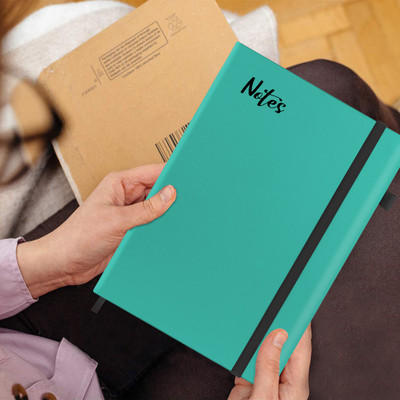 Abstract Collection Designer With Closer Band Pen Holder A5 Notebook Single Rule 200 Pages(See Green)