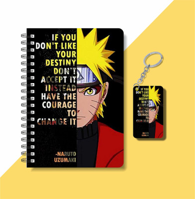 craft maniacs NARUTO DIARY & KEYCHAIN A5 Notebook RULED 100 Pages(Multicolor)