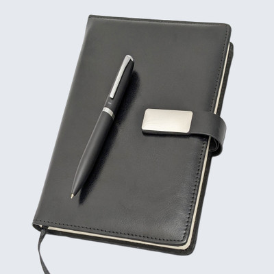 UJJi PU Cover A5 Size Undated Ruled Pages with Magnetic Closure Office Diary/Notebook A5 Notebook Ruled 192 Pages(Black)