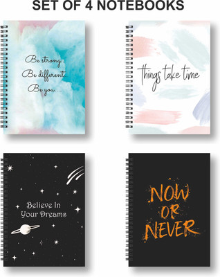 Papco Notebook A5 Diary Ruled 144 Pages(Black, Multicolor, Pack of 4)