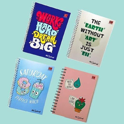 WRITE ON WHITE Notebook A4 Notebook Ruled 400 Pages(Multicolor, Pack of 4)