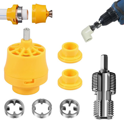 Probero Pipe Threader Tool Kit with 3 Dies for PVC Pipe 12 34 1 Inch Die Handle(3.4 cm)