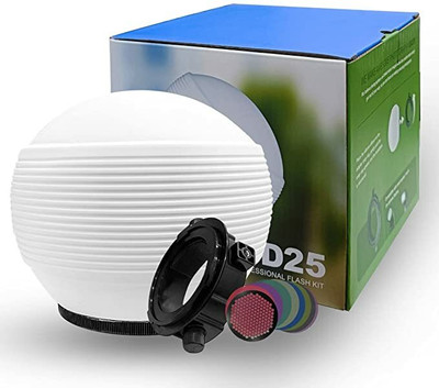 Hiffin D25 Professional Flash Accessories Kit Universally Compatible | Flash Diffuser | Bounce| Grid| Gel | Grip & Sphere (3 in 1 Mount Adapter) Diffuser(White)
