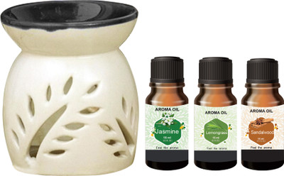 PEEPRESION Black Top Diffuser With Jasmine, Lemongrass, Sandalwood Aroma Oils (15ml Each) Uses For Bathroom, Office, Study Table, Studio, Dinning Table, Meeting Room Diffuser(Black)