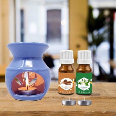PEEPRESION Essential Oil Burner Wax Melt Burners, Aromatherapy Aroma Diffuser 2 Aroma Oil Home, Office, Spa, Hotel, Temple, Club, Pub Bar, Gym, Bed Room Diffuser(Blue)