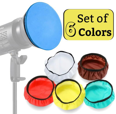 Royalkart 6pcs Soft Diffuser Sock for Studio Strobe Reflector Perfect Light Diffusion, Lighting Adjustments, Reflection Effects, Professional Photography Diffuser(Blue, Brown, Red, Yellow, White, Green)