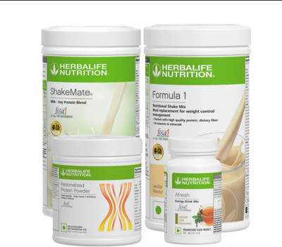 HERBALIFE FORMULA-1 SHAKE-VANILA -PROTEIN 200GM,TULSI AFRESH AND SHAKEMATE PACK VANILA, TULSI Powder(1250 g, Pack of 4)